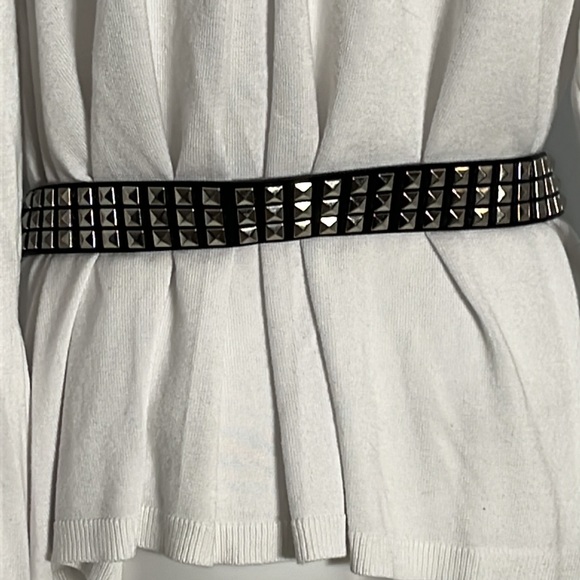 Xhiliration, Size Large, Black Leather With Silver Studs Belt - Picture 2 of 6